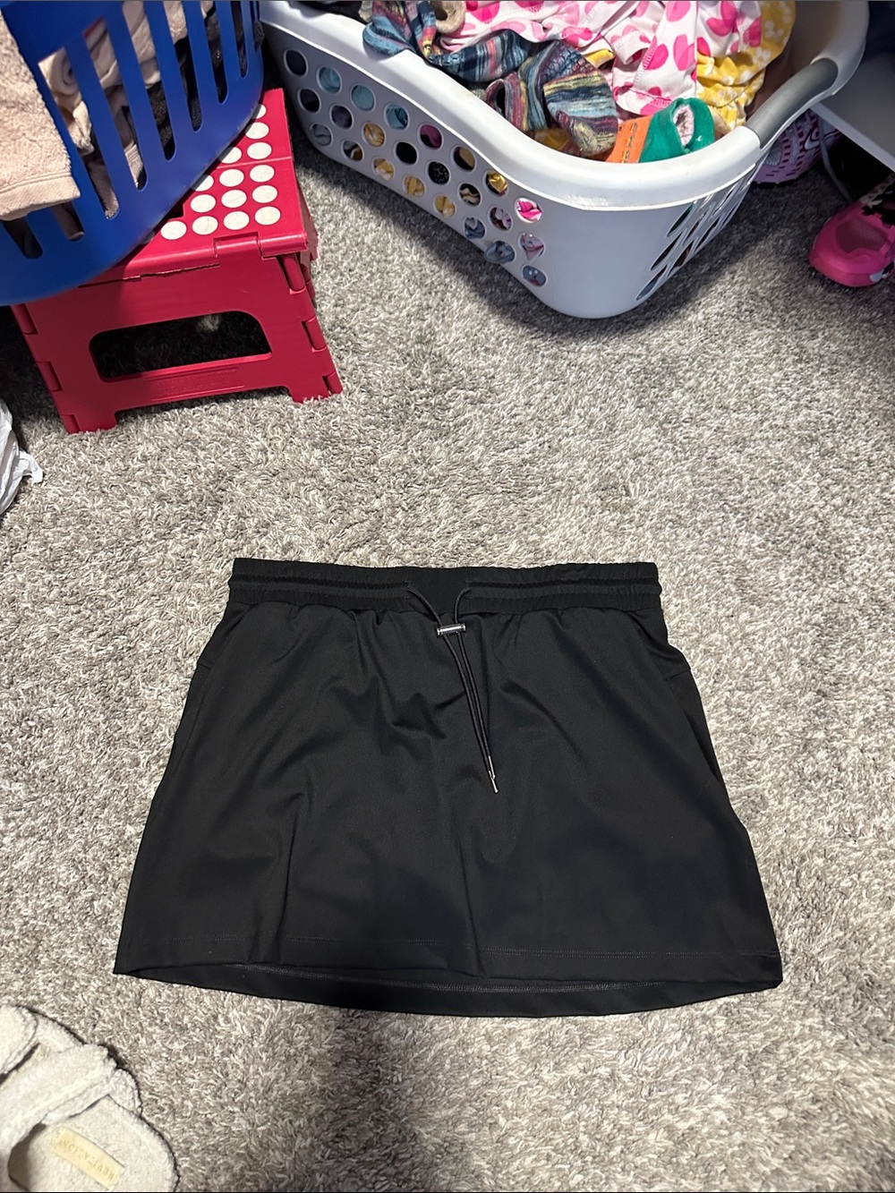 Women's Black Athletic Skort with Drawstring Waist